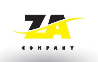 ZA Z A Black and Yellow Letter Logo with Swoosh. vector