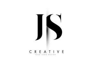 JS J S Letter Logo with Creative Shadow Cut Design. vector