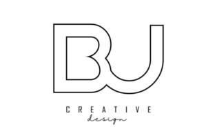 Outline BU letters logo with a minimalist design. Geometric letter logo. vector