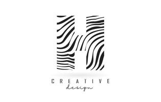 Black and White Zebra H Letter Logo Design. vector