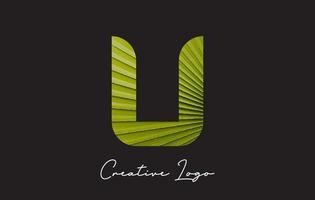 U Letter Logo with Palm Tree Leaf Pattern Design. vector