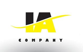 IA I A Black and Yellow Letter Logo with Swoosh. vector