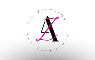 Letter AZ signature minimalistic monogram vector logo. Simple AZ Icon with Circular Name Pattern.