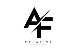 Diseño de logotipo de letra af af con un corte creativo. vector