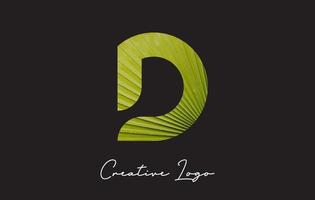 D Letter Logo with Palm Tree Leaf Pattern Design. vector