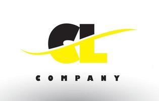 CL C L Black and Yellow Letter Logo with Swoosh. vector