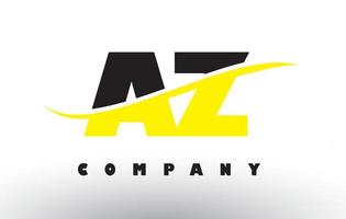 AZ A Z Black and Yellow Letter Logo with Swoosh. vector