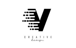 Geometric and dynamic letter V logo design with movement effect. vector