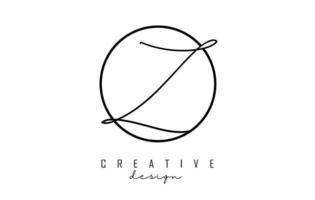 Handwriting letters Z logo design with simple circle vector illustration.