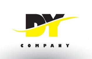 DY D Y Black and Yellow Letter Logo with Swoosh. vector