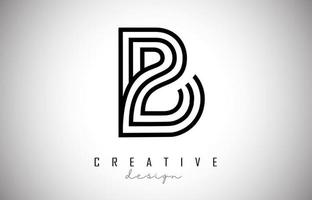 B Letter Logo Monogram Vector Design. Creative B Letter Icon with Black Lines