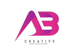 Letters AB A B Logo Design with Ribbon Effect and Pink Gradient Vector. vector
