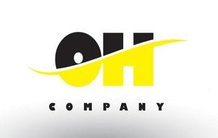 oh oh logo de letra negro y amarillo con swoosh. vector