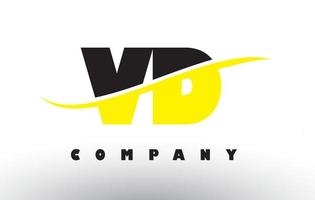 vd vd logo de letra negra y amarilla con swoosh. vector