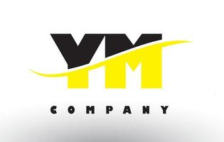 YM Y M Black and Yellow Letter Logo with Swoosh. vector