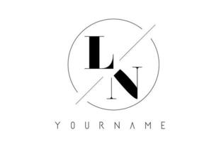 Logotipo de letra ln con diseño cortado e intersectado. vector