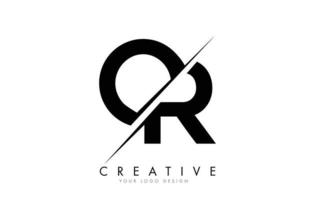 OR O R Letter Logo Design with a Creative Cut. vector