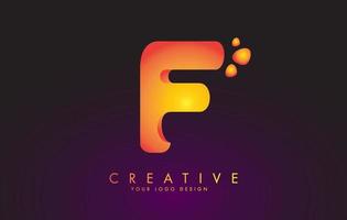 F Letter Logo Design Template with Orange Colors and Dots. vector