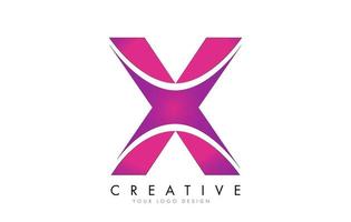 X Letter Logo Design with Ribbon Effect and Bright Pink Gradient.