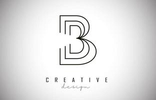 B Letter Logo Monogram Vector Design. Creative B Letter Icon with Black Lines