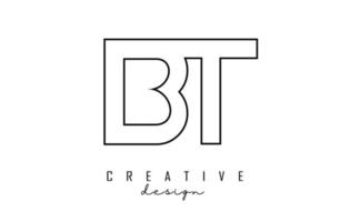Outline BT letters logo with a minimalist design. Geometric letter logo. vector