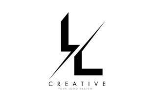 ll ll diseño de logotipo de letra con un corte creativo. vector