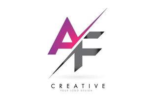 Logo de letra af af con diseño de bloques de color y corte creativo. vector