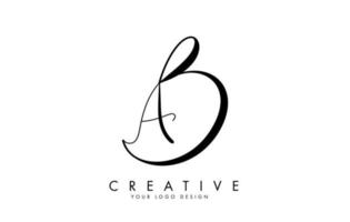 Handwritten AB A B Letters Logo Design Vector. vector