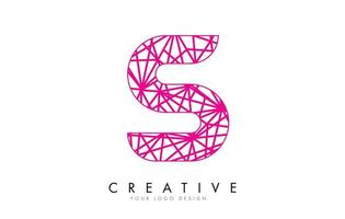 Sketched stylized Letter S with different Pink Lines Pattern Design. vector