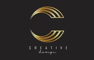 Golden Monogram C Letter Logo with luxury and simple design. Graphic golden C icon. vector