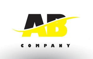 AB A B Black and Yellow Letter Logo with Swoosh. vector