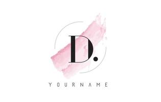 D Letter Logo with Pastel Watercolor Aquarella Brush. vector