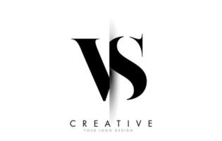 Logotipo de letra vs vs con diseño creativo de corte de sombra. vector