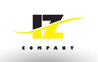 IZ I Z Black and Yellow Letter Logo with Swoosh. vector