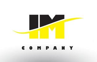 IM I M Black and Yellow Letter Logo with Swoosh. vector