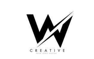 W Letter Logo Design with a Creative Cut. vector