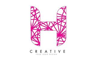 Sketched stylized Letter H with different Pink Lines Pattern Design. vector