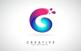 Diseño de logotipo letra g creativa azul y rosa con puntos. entretenimiento corporativo amigable, medios, tecnología, diseño de vectores de negocios digitales con gotas.