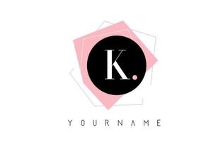 K Letter Pastel Geometric Shaped Logo Design. vector