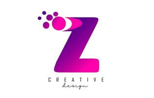 Z Dots Letter Logo with Purple Pink Bubbles Vector Illustration.