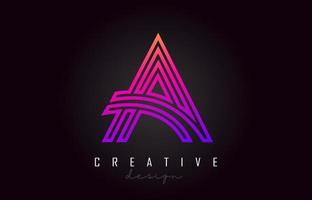 un diseño de vector de monograma de logotipo de letra púrpura. creativo un icono de letra vibrante