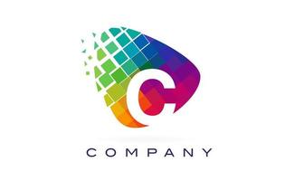 Letra c diseño de logotipo de arco iris colorido. vector