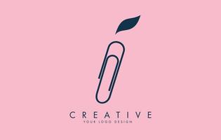 I letter logo design from paper clip. Business and education logo concept. vector