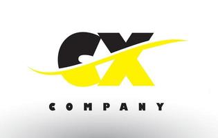 CX C X Black and Yellow Letter Logo with Swoosh. vector