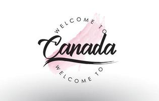 Canada Welcome to Text with Watercolor Pink Brush Stroke vector