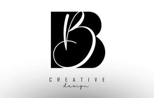 Letters BB B Logo with a minimalist design. Abstract overlapping letter B with geometric and handwritten typography. vector