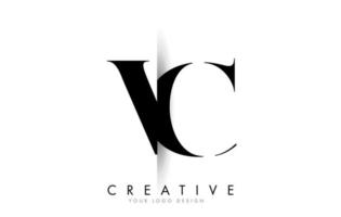 Logotipo de letra vc vc con diseño creativo de corte de sombra. vector