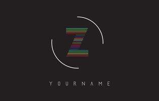 Z Letter logo design with bright and bold rainbow lines and rounded frame. vector