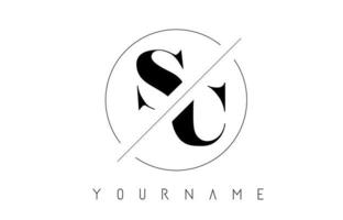 SC Letter Logo with Cutted and Intersected Design vector