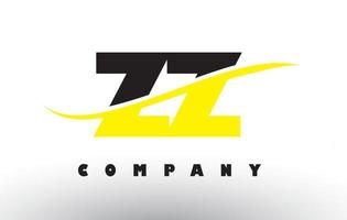 ZZ Z Black and Yellow Letter Logo with Swoosh. vector